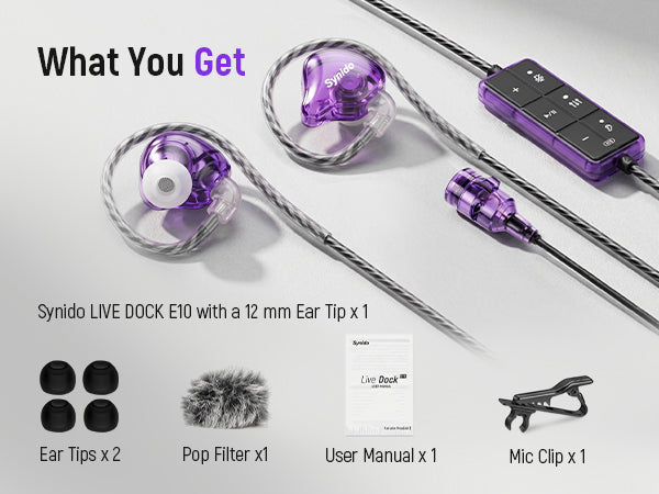 Synido Live Dock E10 Headset Sound Card for Singing Live Streaming, Real-Time Monitoring