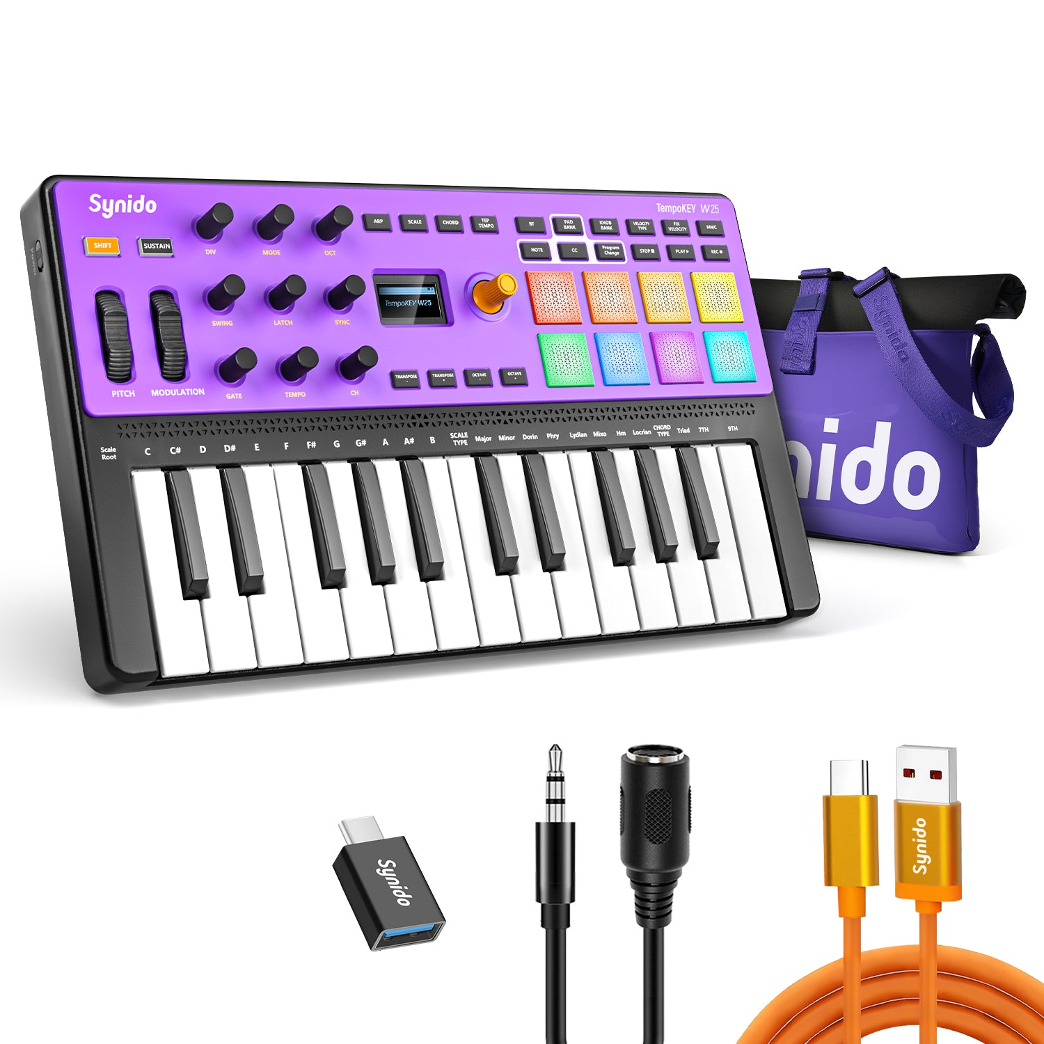 Synido TempoKEY W25 MIDI Keyboard Controller Wireless Bluetooth