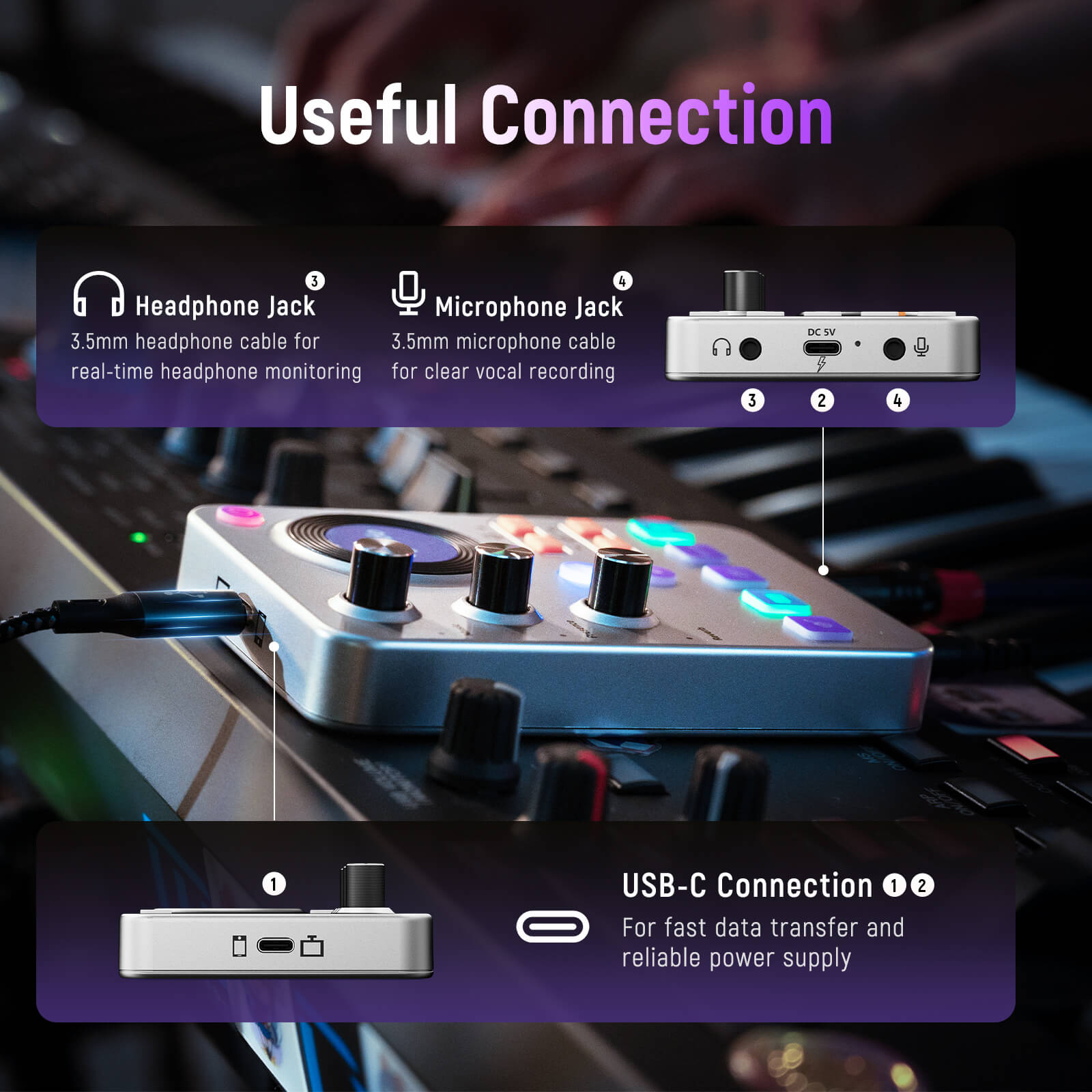 Synido Live Dock A30 Audio Interface Audio Adapter Sound Card