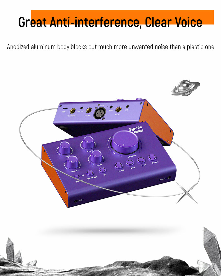 Synido Voice 100 Purple Audio Interface Controller Sound Card
