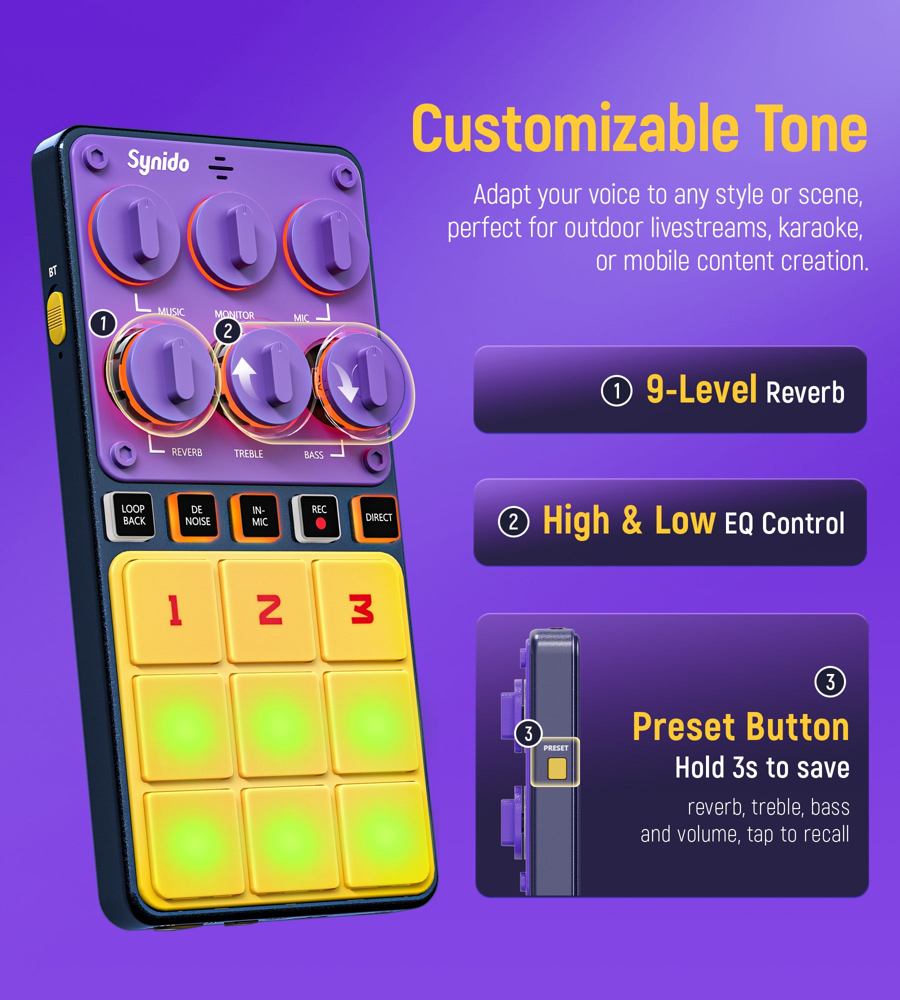 Synido Live Go MK2 Audio Interface Portable Live Broadcast Sound Card