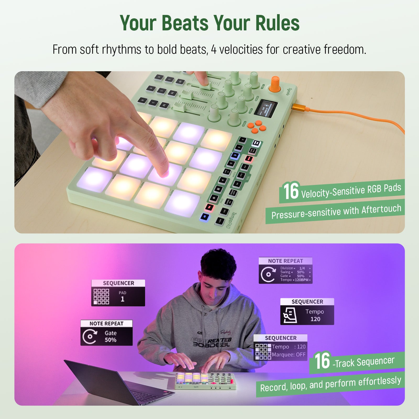 Beat Controller Synido TempoPAD C16 MIDI Controller Beat MakerMIDI Pad DJ Equipment 16Pads