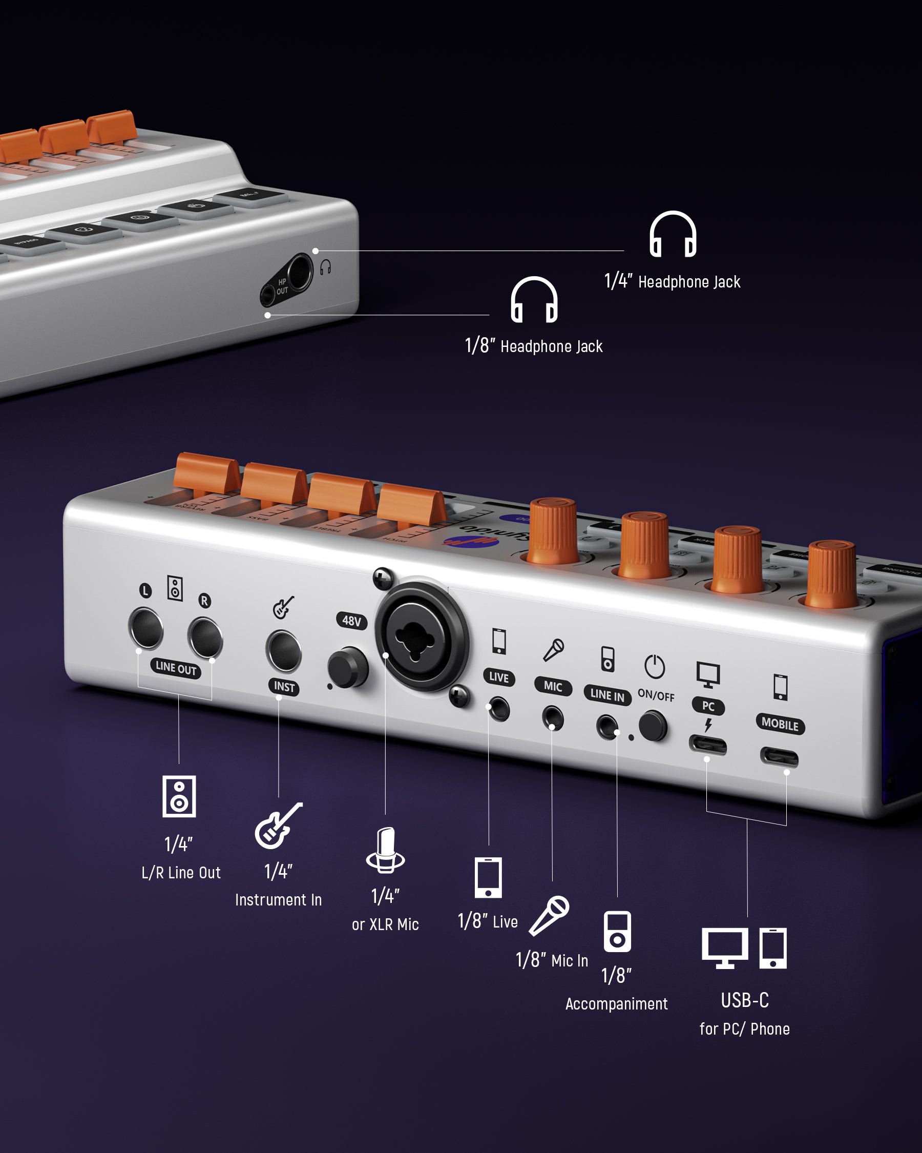 Synido Live 500 MK2 Audio Interface Bundle Sound Card