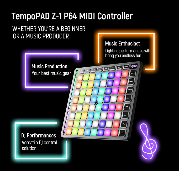 Control Pad Machine Synido TempoPAD Z-1 MIDI Controller Beat Maker DJ Equipment 64 Pads