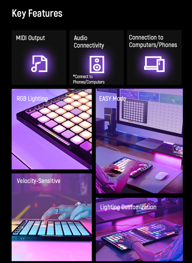 Control Pad Machine Synido TempoPAD Z-1 MIDI Controller Beat Maker DJ Equipment 64 Pads