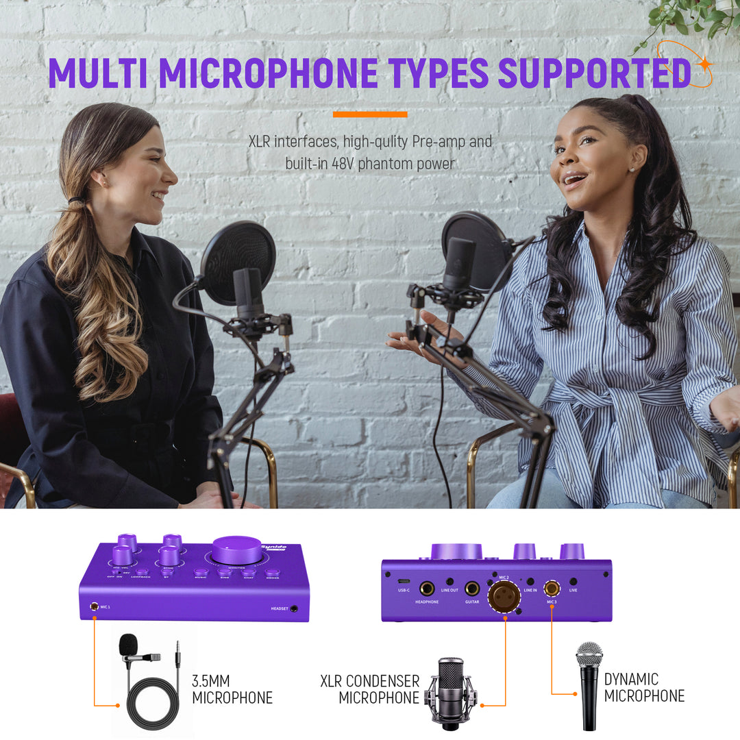Synido Voice 100 Purple Audio Interface Controller Sound Card