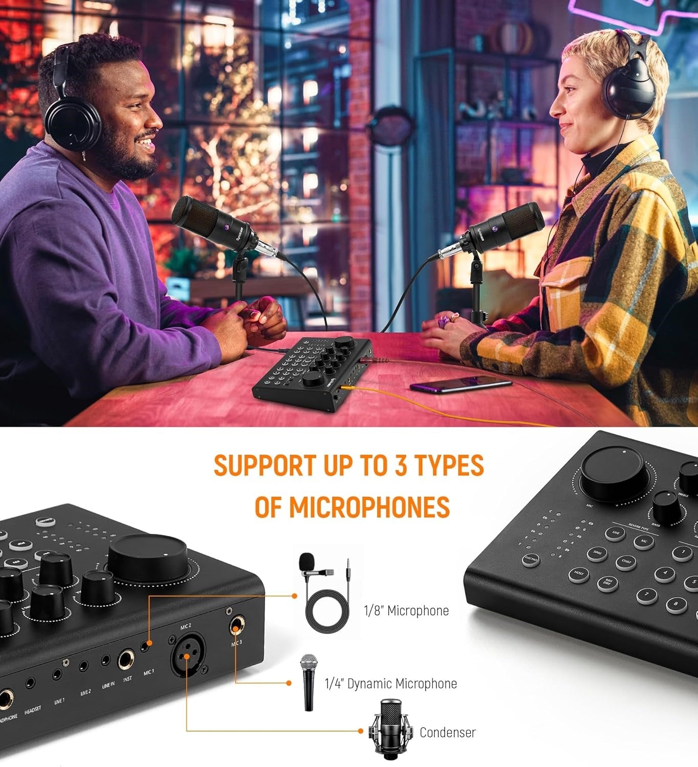 Synido Live 100 MK2 Audio Interface Bundle Sound Card