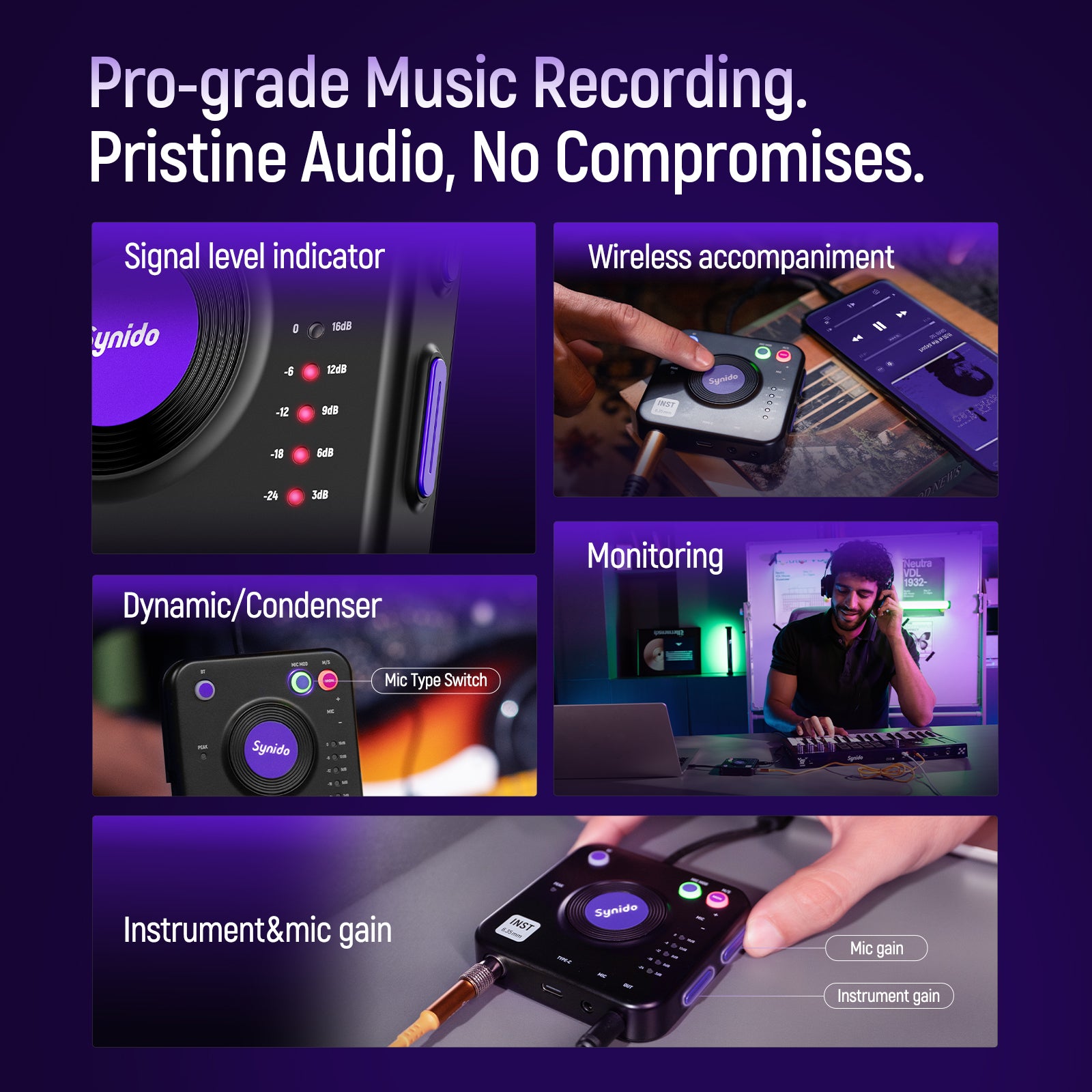 Synido Live Dock A20 Pro Audio Interface for Recording & Streaming Sound Card