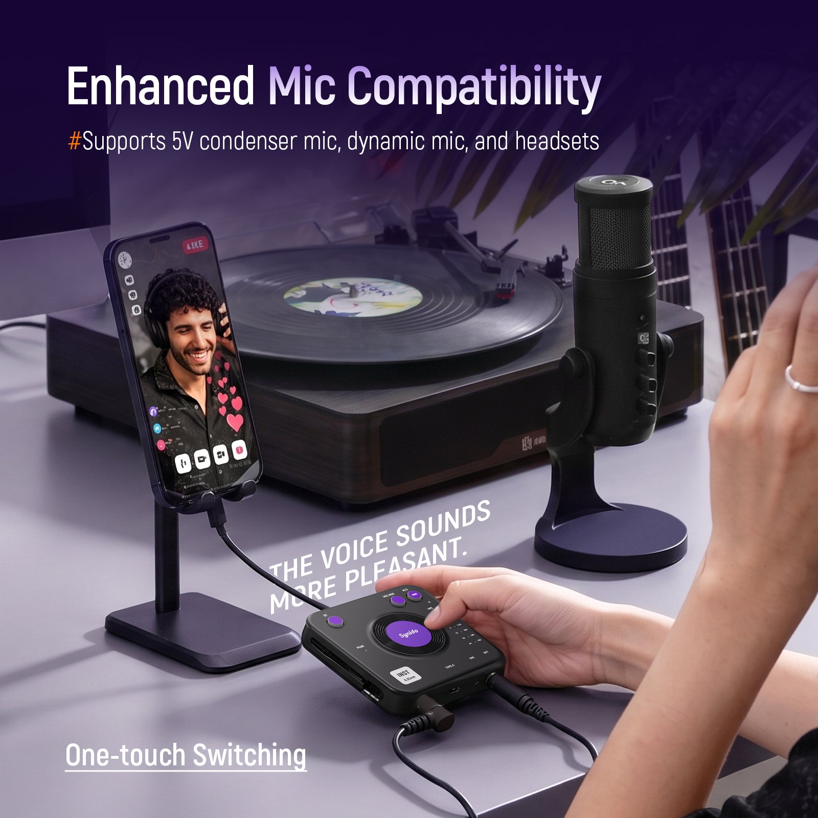 Synido Live Dock A20 Pro Audio Interface for Recording & Streaming Sound Card