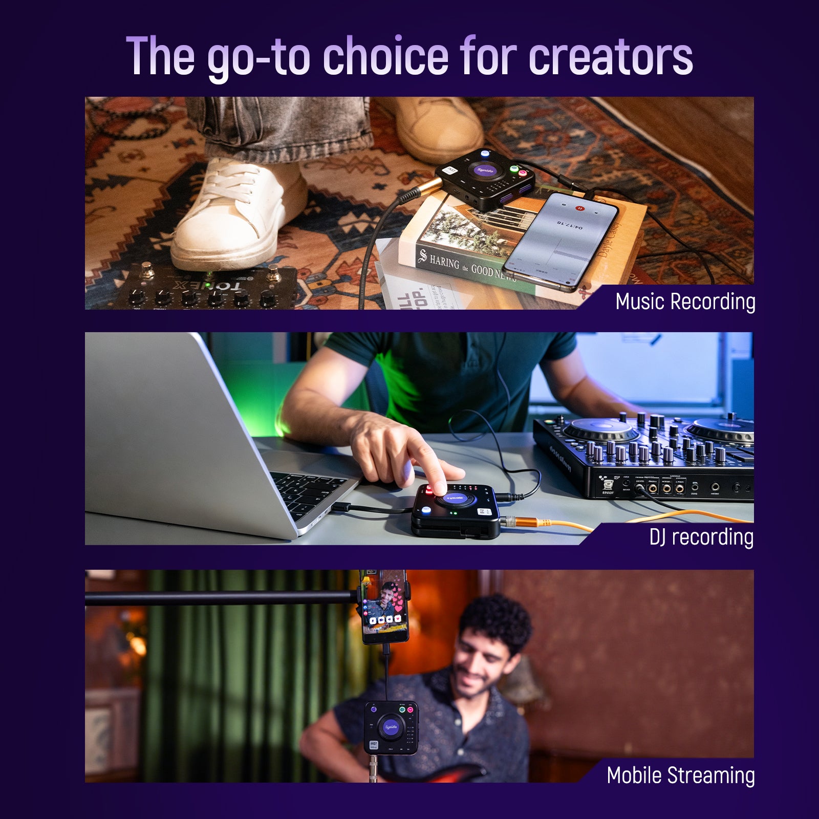 Synido Live Dock A20 Pro Audio Interface for Recording & Streaming Sound Card