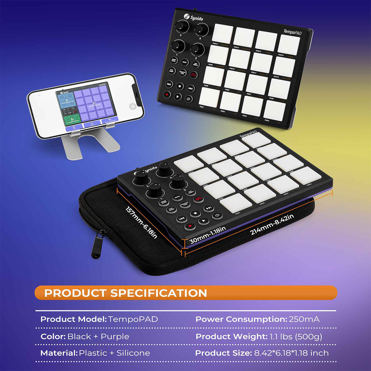 Synido TempoPAD P16 MIDI Controller Beat Maker Machine DJ Equipment