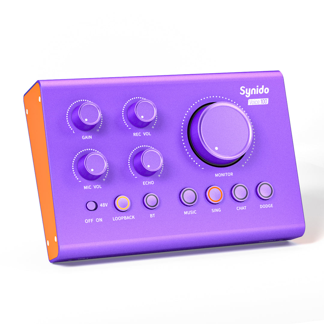 Synido Voice 100 Purple Audio Interface Controller Sound Card